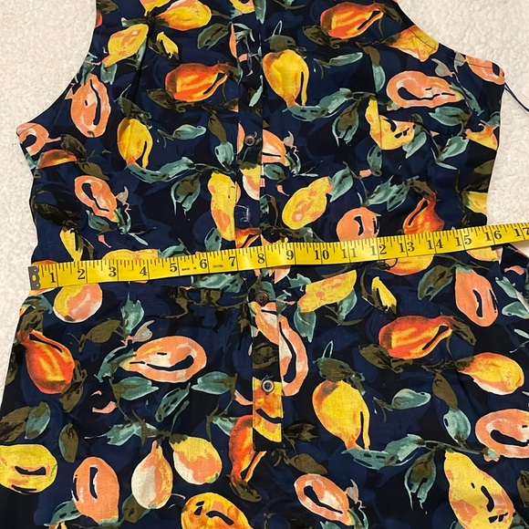 London Times Linen Lemon Printed Sleeveless Full Dress Size 10 NWT - Picture 7 of 7